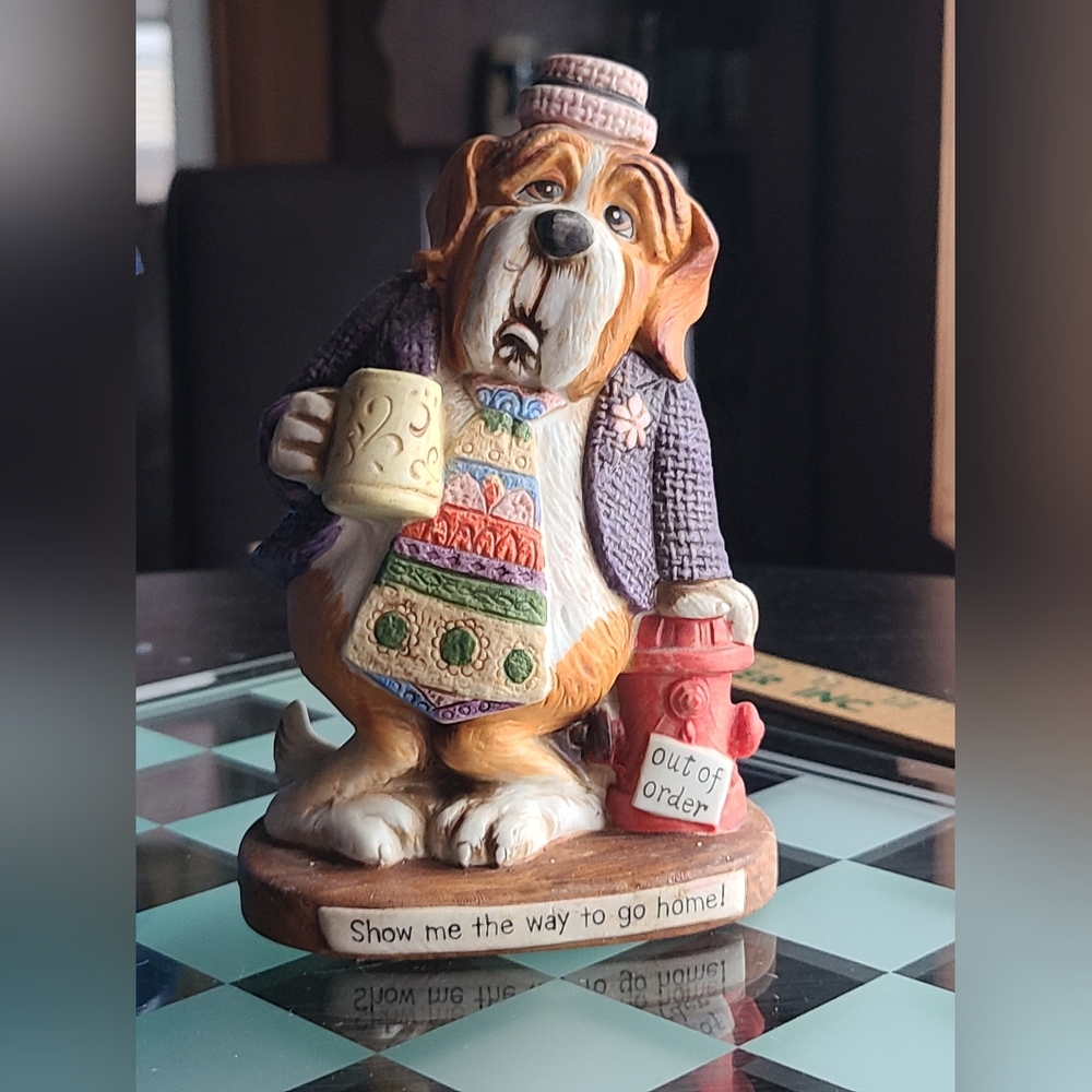 Charming Dog Figurine with Mug and Fire Hydrant - Picture 2 of 10
